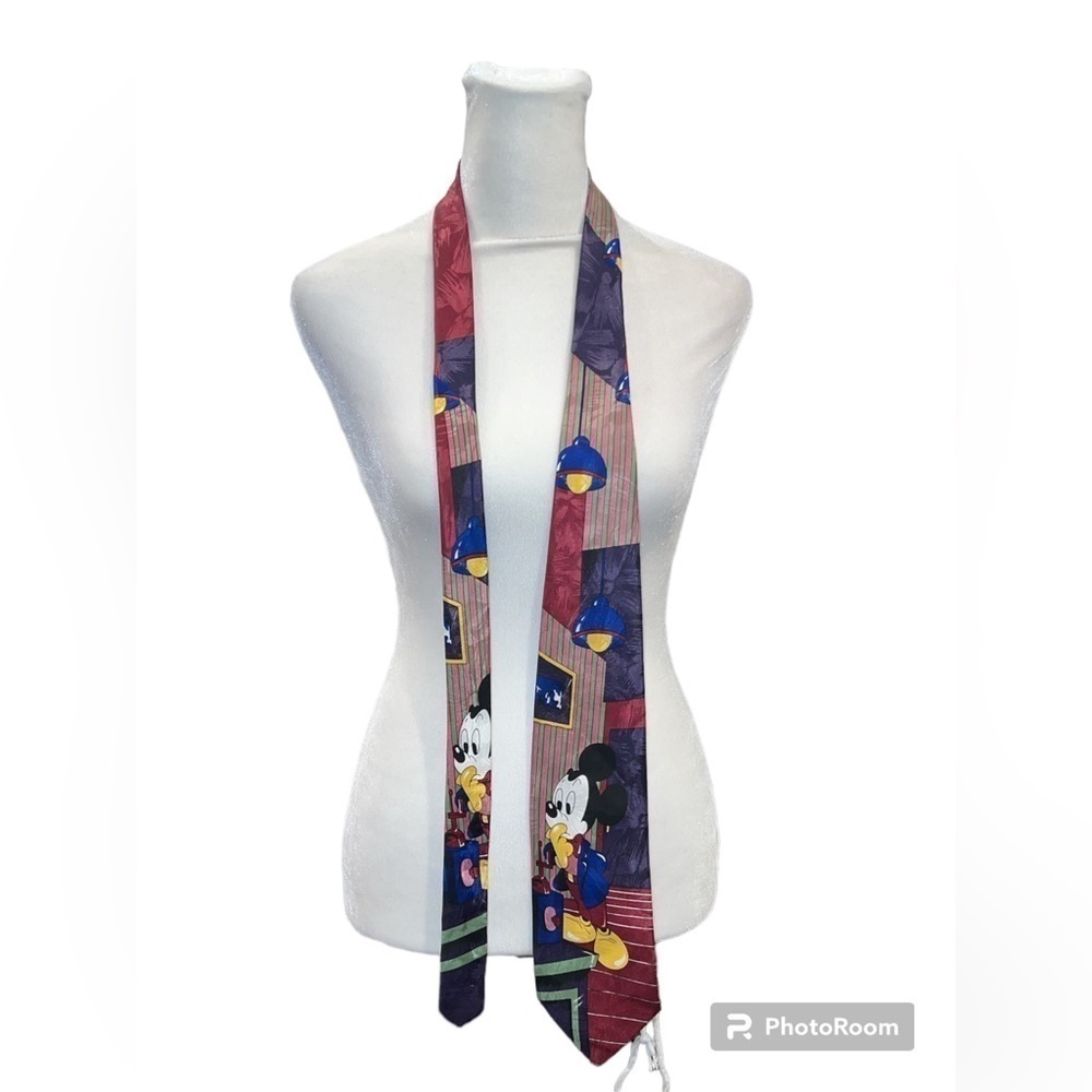 Vintage Mickey Unlimited Disney Mickey Mouse Graphic Print Necktie Red Purple